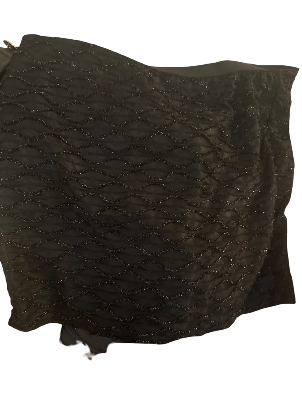 Black Sparkle Wave-Pattern Women's Skirt